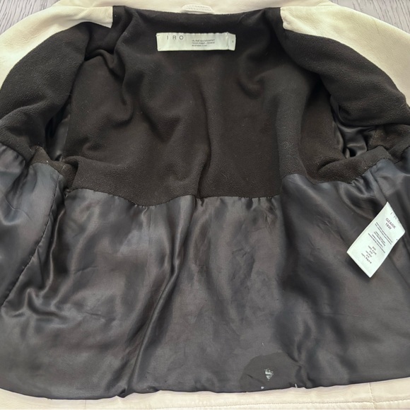 IRO Cream Lamb Leather Biker Jacket Size 4 (FR 36) - Picture 12 of 16